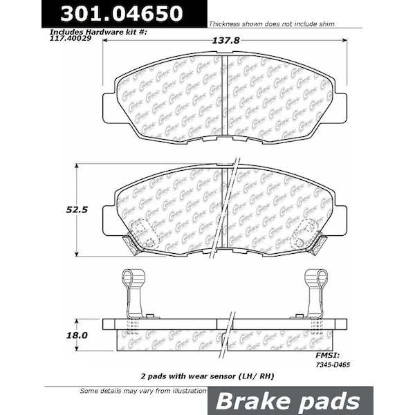 Centric Parts Centric Premium Ceramic, 301.04650 301.04650 - main